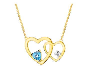 9 K Rhodium-Plated Yellow Gold Necklace with Diamond 0,003 ct - fineness 9 K