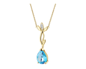 14 K Rhodium-Plated Yellow Gold Necklace with Diamond - fineness 14 K