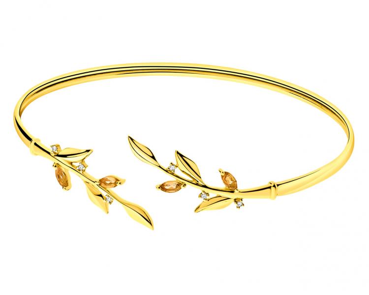 9 K Rhodium-Plated Yellow Gold Bracelet with Diamonds - fineness 9 K