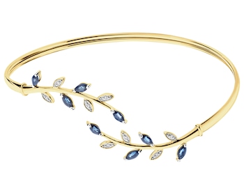 14 K Rhodium-Plated Yellow Gold Bracelet with Diamonds - fineness 14 K