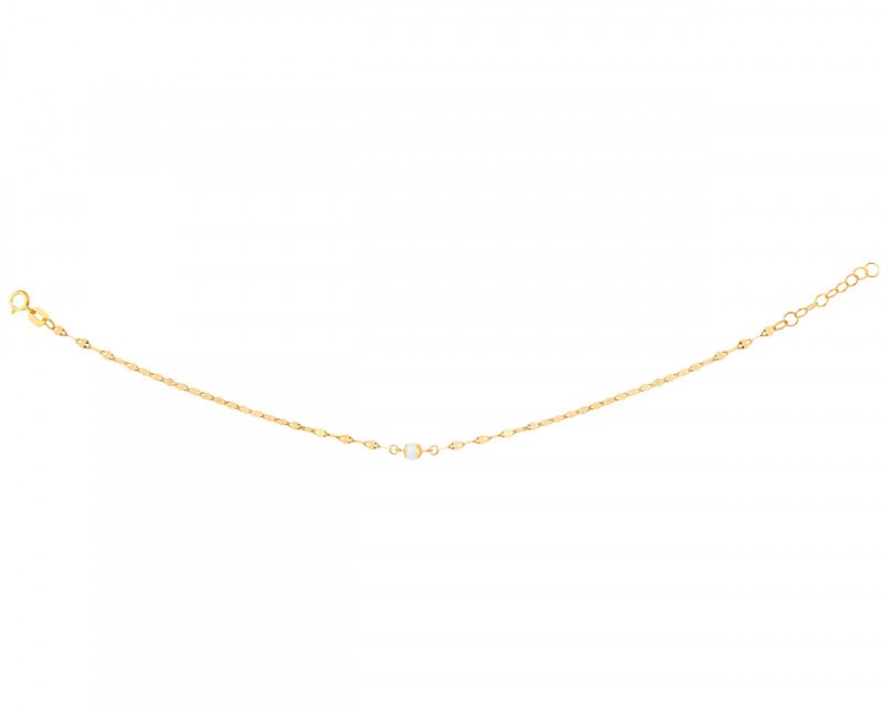 Złota bransoletka z perłą, skręcone blaszki