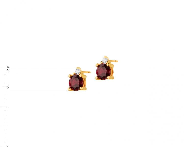 14 K Yellow Gold Earrings with Synthetic Ruby