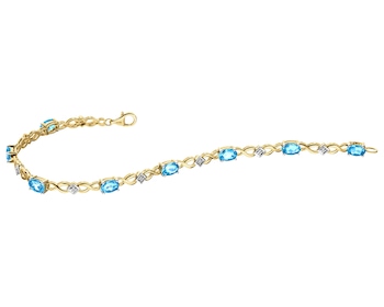 14 K Rhodium-Plated Yellow Gold Bracelet with Diamonds - fineness 14 K