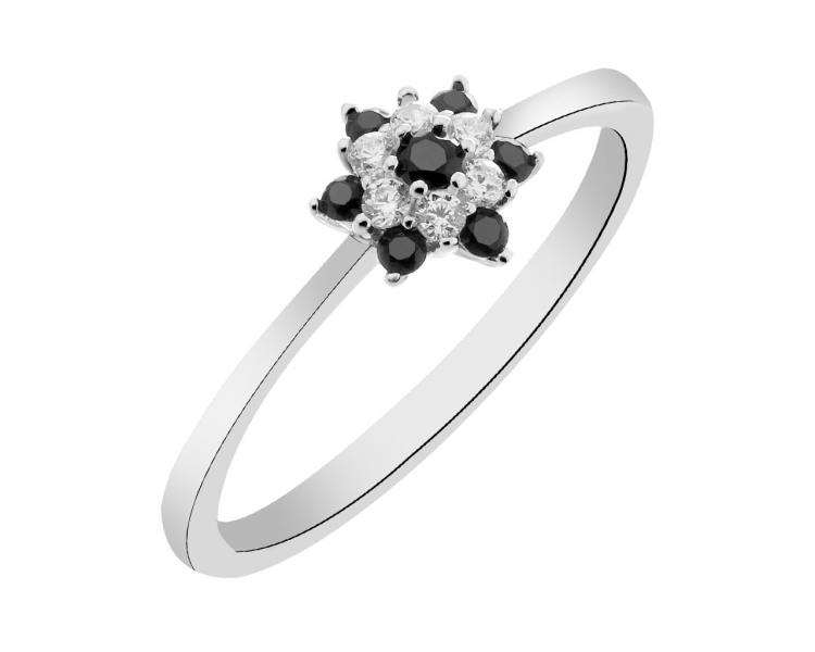 Stříbrný prsten se zirkony - květ