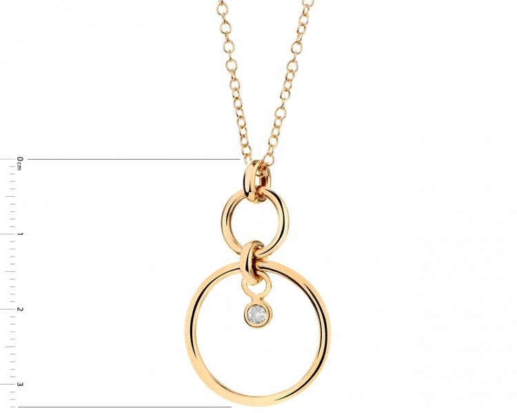 Pozlacený stříbrný náhrdelník se zirkonem - kroužky