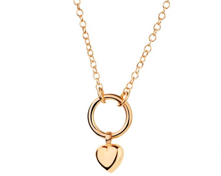 Pozlacený stříbrný náhrdelník - kroužek, srdce