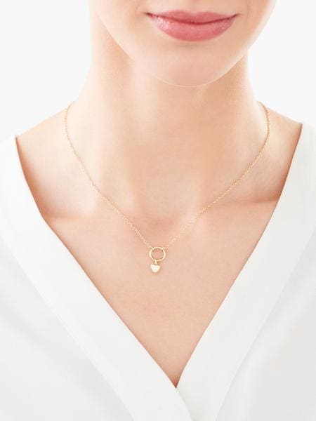 Pozlacený stříbrný náhrdelník - kroužek, srdce