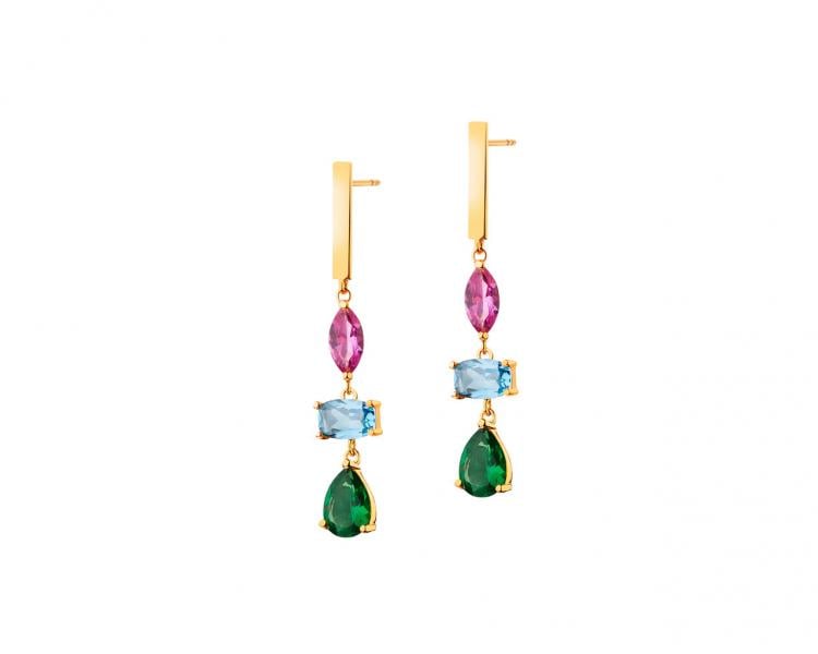 Gold-Plated Silver Earrings with Cubic Zirconia