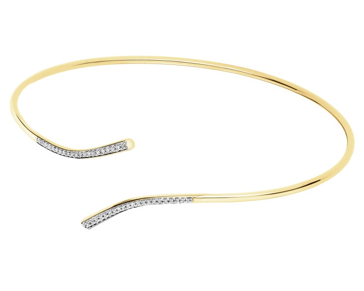 14 K Rhodium-Plated Yellow Gold Bracelet with Diamonds - 0,09 ct - fineness 14 K