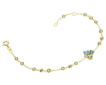 9 K Rhodium-Plated Yellow Gold Bracelet with Diamond 0,005 ct - fineness 9 K
