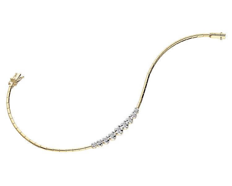 Bransoletka z żółtego złota z brylantami - 18 cm - 0,21 ct - próba 585