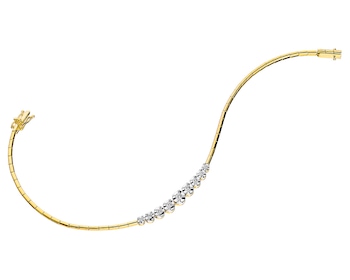 14 K Rhodium-Plated Yellow Gold Bracelet with Diamonds 0,23 ct - fineness 14 K