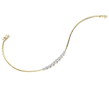 14 K Rhodium-Plated Yellow Gold Bracelet with Diamonds - 0,21 ct - fineness 14 K