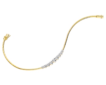 14 K Rhodium-Plated Yellow Gold Bracelet with Diamonds 0,21 ct - fineness 14 K