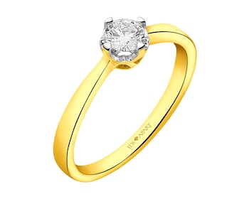 Prsten ze žlutého zlata s briliantem  0,30 ct - ryzost 750