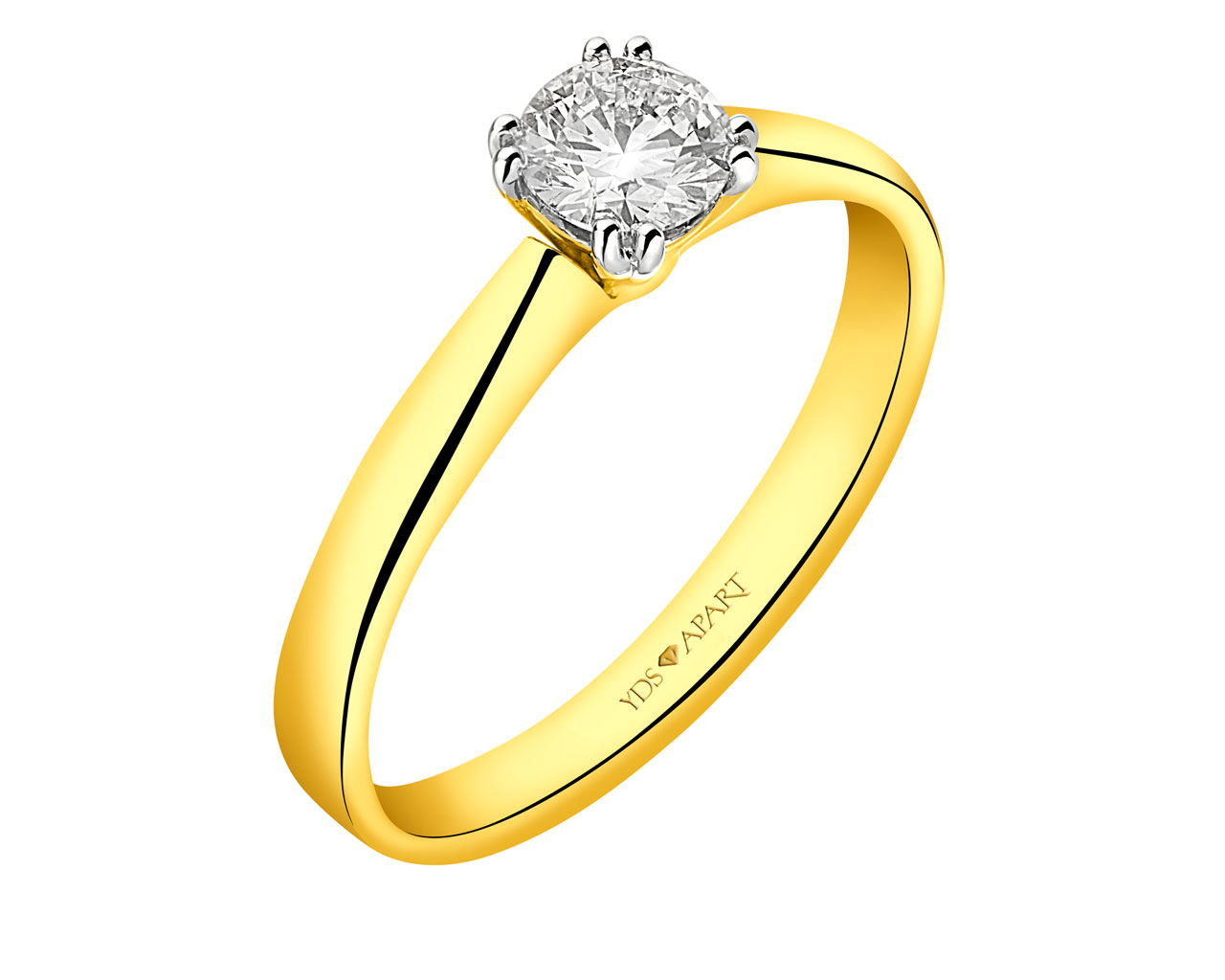 Prsten ze žlutého zlata s briliantem  0,40 ct - ryzost 750