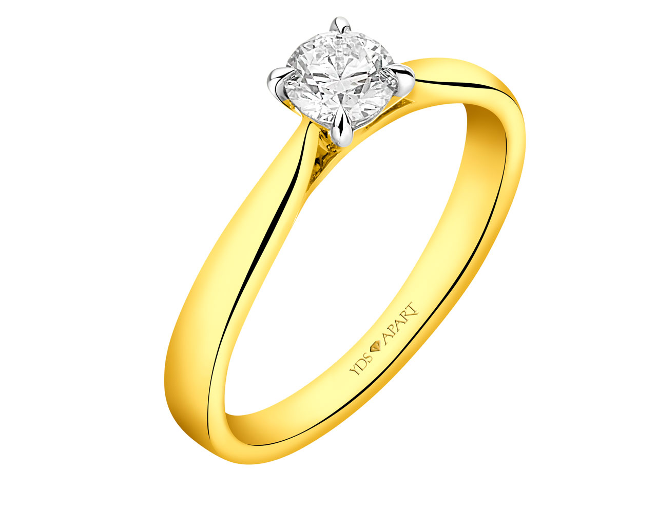 Prsten ze žlutého zlata s briliantem  0,30 ct - ryzost 750