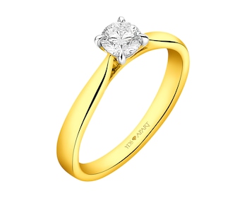 Prsten ze žlutého zlata s briliantem 0,30 ct - ryzost 750