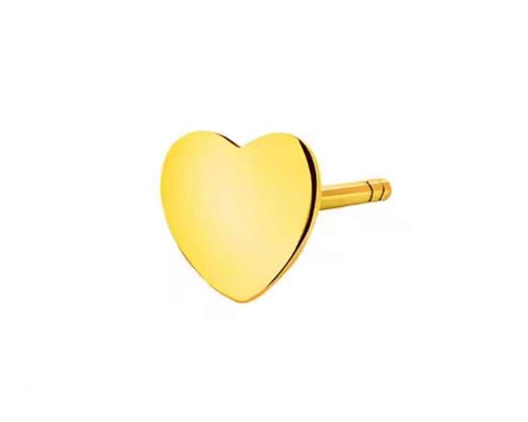 Pojedynczy złoty kolczyk – serce