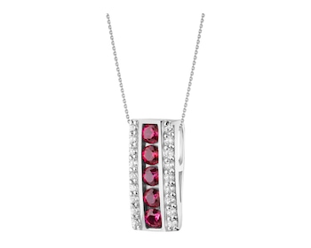 585 Rhodium-Plated White Gold Pendant with Synthetic Ruby