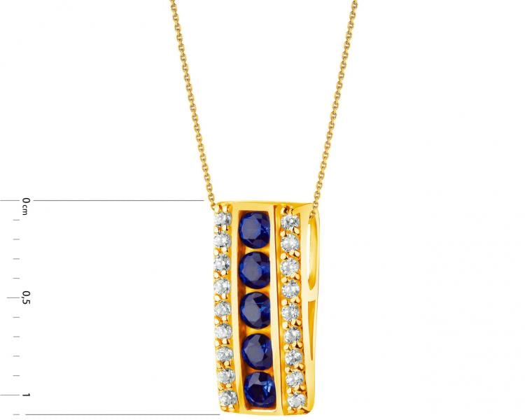 8 K Yellow Gold Pendant with Synthetic Sapphire