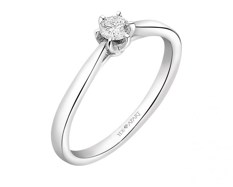 750 Rhodium-Plated White Gold Ring with Diamond 0,18 ct - fineness 18 K