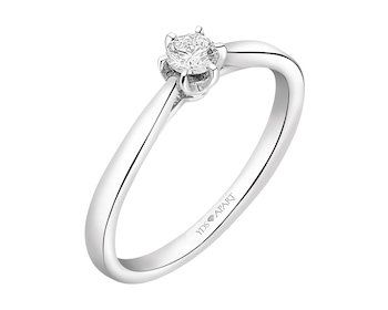 750 Rhodium-Plated White Gold Ring with Diamond 0,18 ct - fineness 18 K