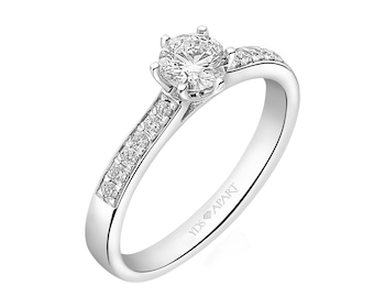 750 Rhodium-Plated White Gold Ring with Diamonds 0,62 ct - fineness 18 K