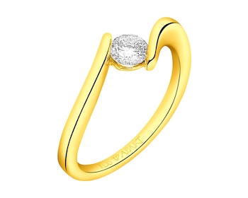 Zlatý prsten s briliantem  0,30 ct - ryzost 750