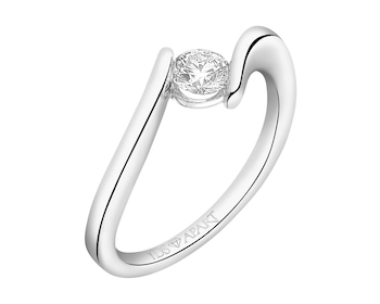 750 Rhodium-Plated White Gold Ring with Diamond 0,30 ct - fineness 18 K