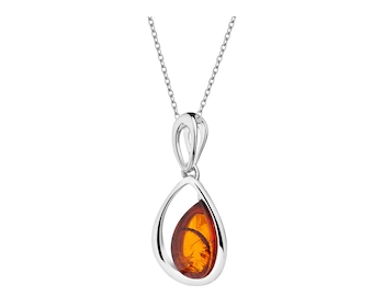 Rhodium Plated Silver Pendant with Amber></noscript>
                    </a>
                </div>
                <div class=