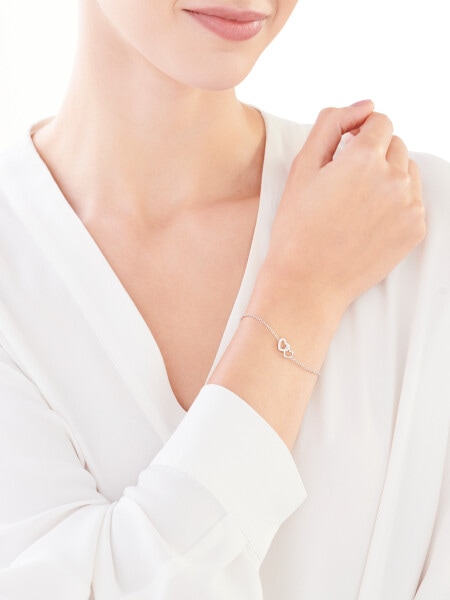 Stříbrný náramek se zirkony - srdce