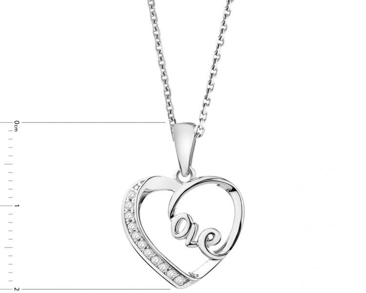 Silver pendant with cubic zirconia - hearts, love