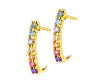 9 K Rhodium-Plated Yellow Gold Earrings with Diamonds 0,07 ct - fineness 9 K