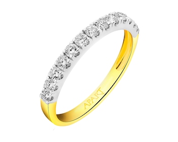 14 K Rhodium-Plated Yellow Gold Ring with Diamonds 0,40 ct - fineness 585