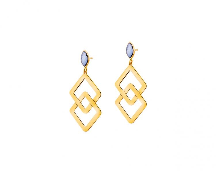 Gold plated silver earrings with glass