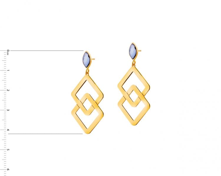 Gold plated silver earrings with glass