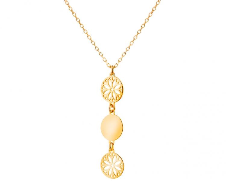 Pozlacený stříbrný náhrdelník - kroužky, květy, rozety