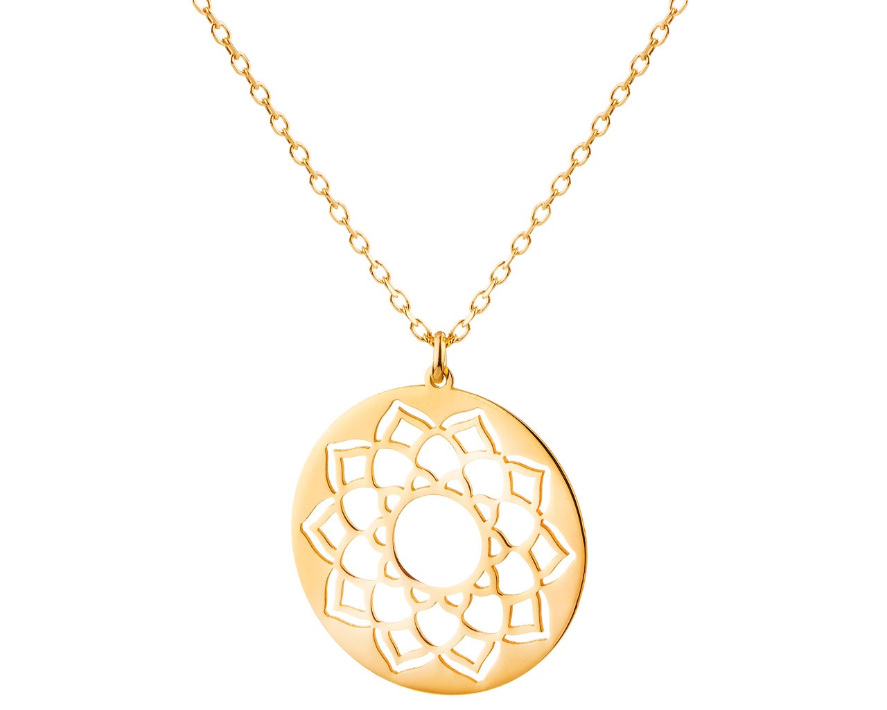 Gold plated silver necklace - flower, rosette