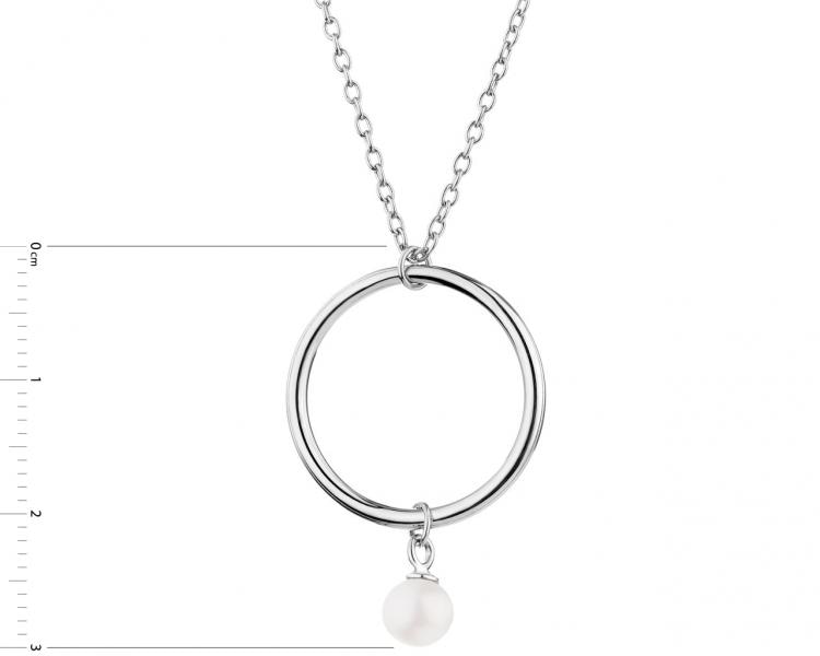 Stříbrný náhrdelník s perlou - kroužek