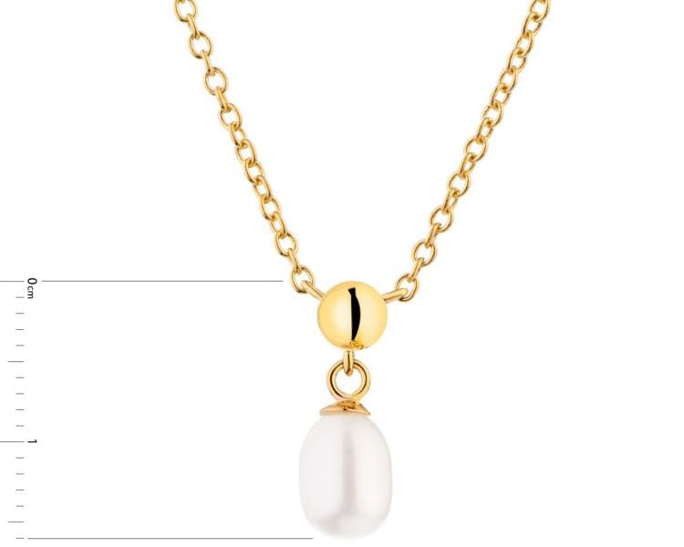 Pozlacený stříbrný náhrdelník s perlou 