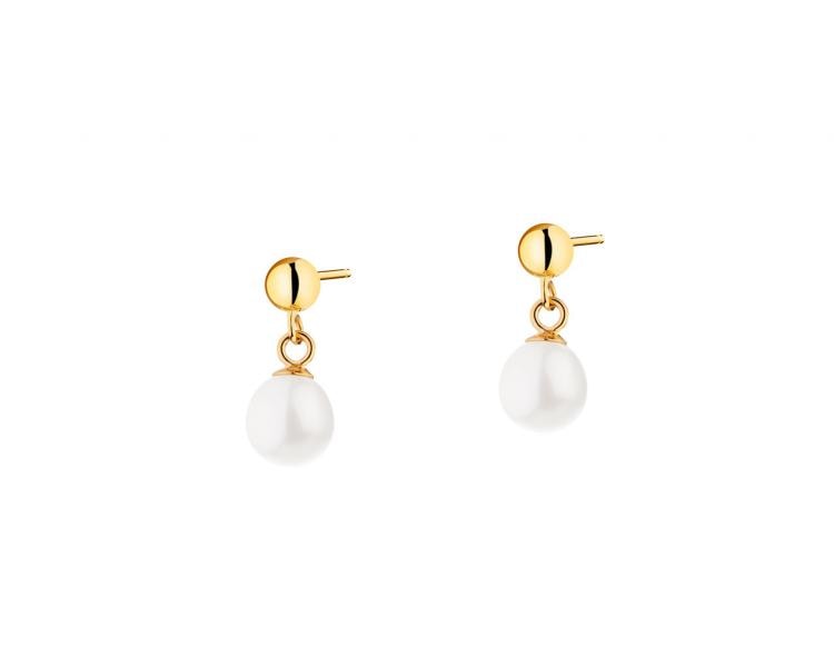 Gold-Plated Silver Earrings with Pearl