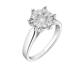 585 Rhodium-Plated White Gold Ring with Diamonds 0,84 ct - fineness 14 K