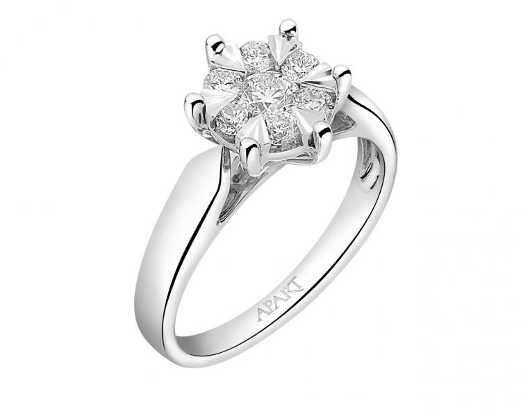 585 Rhodium-Plated White Gold Ring with Diamonds 0,50 ct - fineness 14 K