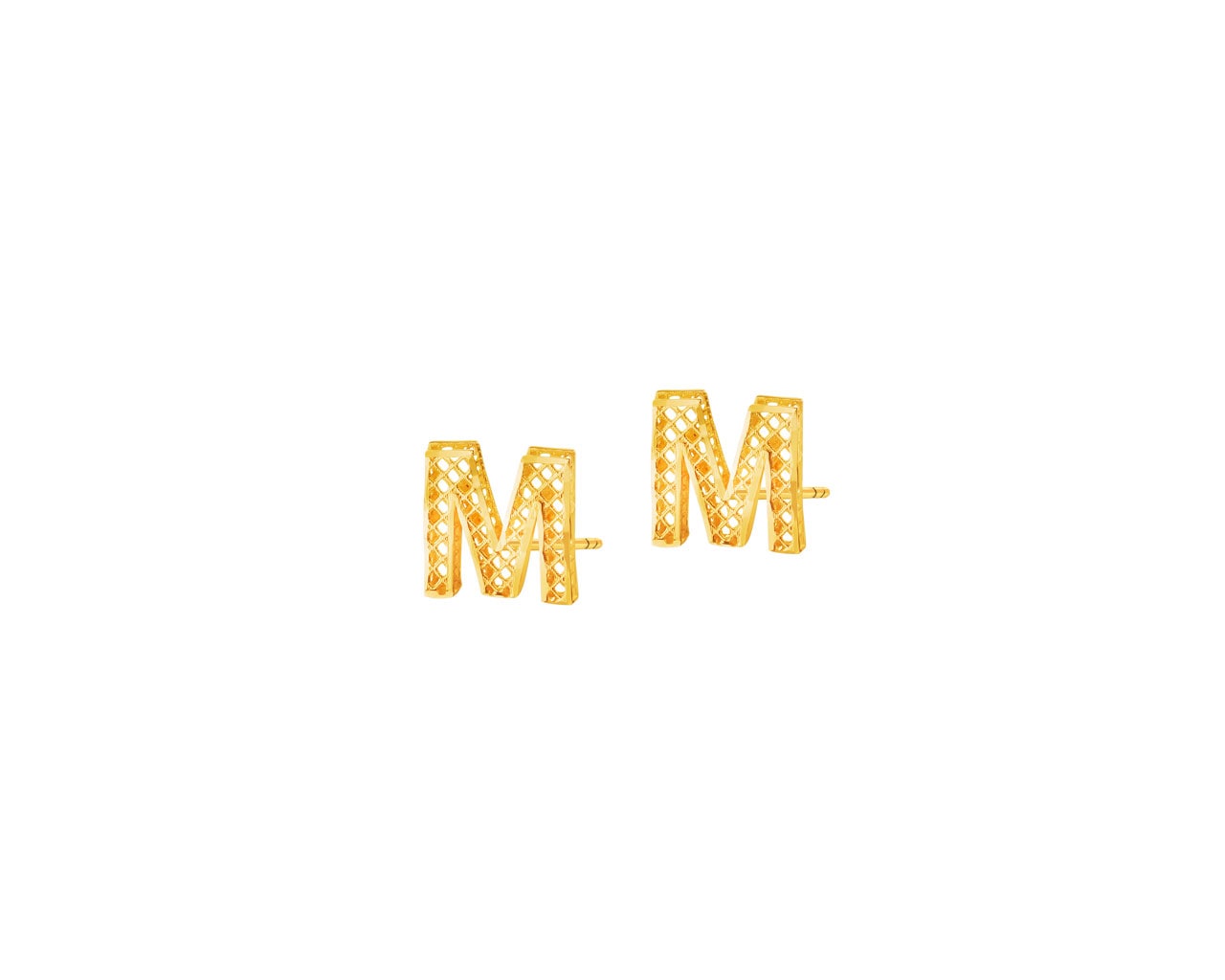 Złote kolczyki - litery M