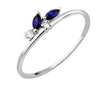 585 Rhodium-Plated White Gold Ring with Sapphire