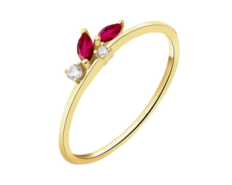 8 K Yellow Gold Ring with Synthetic Ruby