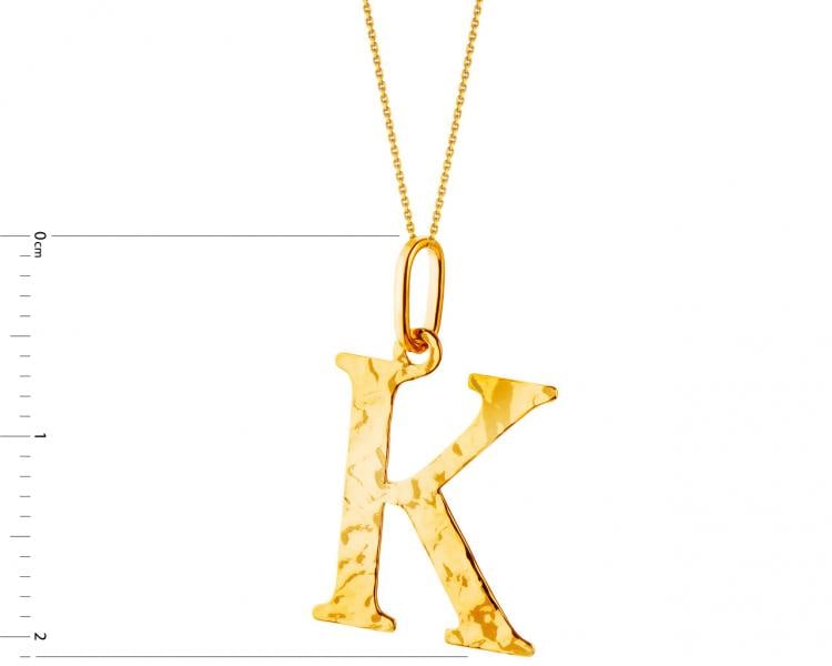 Yellow gold pendant - letter K