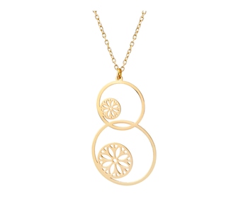 Pozlacený stříbrný náhrdelník - kroužky, květy, rozety