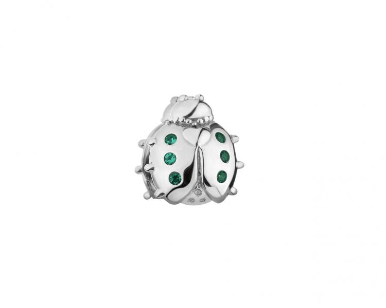 Silver pendant with cubic zirconia - ladybug